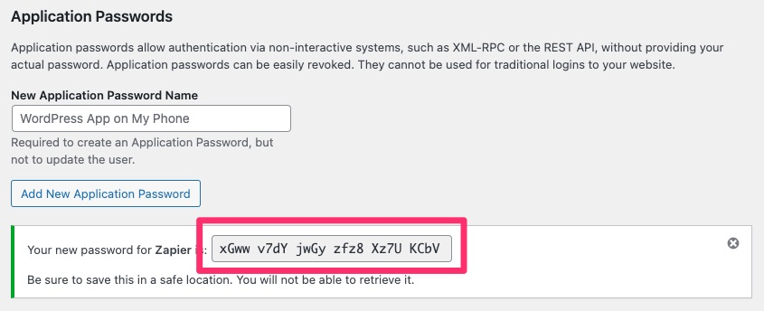 How to create an Application Password for WordPress — step 1